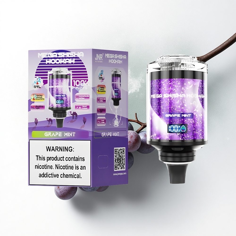 JNR Mega Shisha Hookah 100K Druif Munt Scherm Luchtstroom