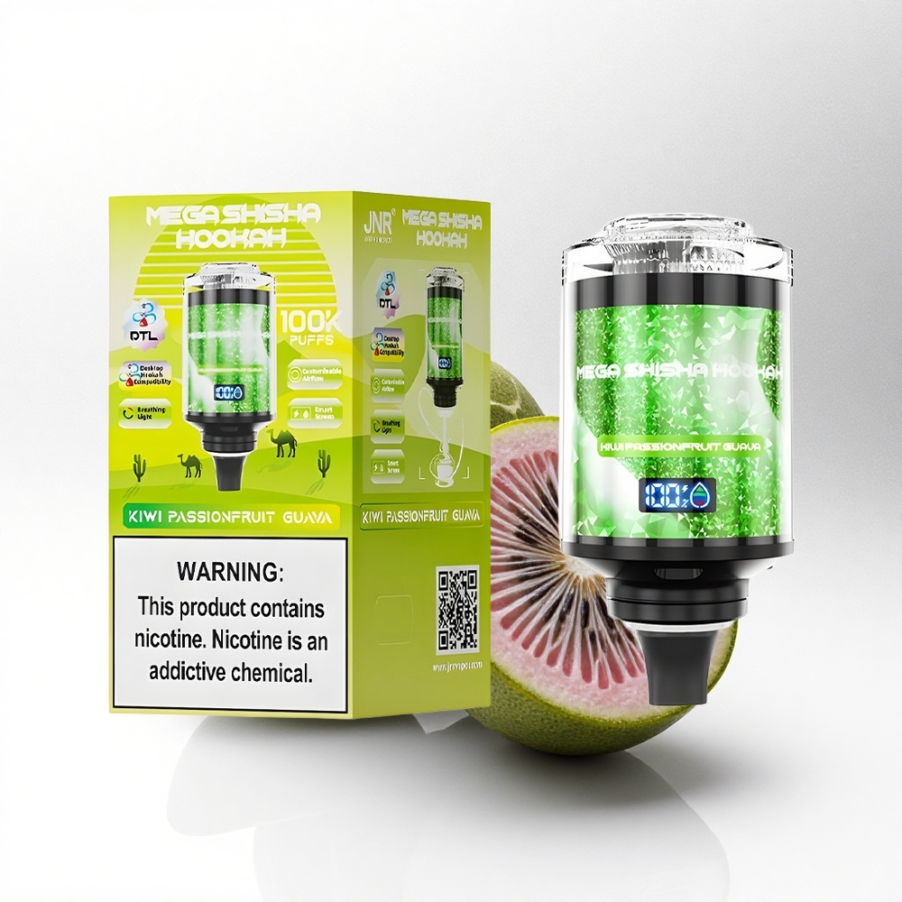 JNR Mega Shisha Hookah 100K Kiwi Passievrucht Guave 2200mAh Type-C Luchtstroom