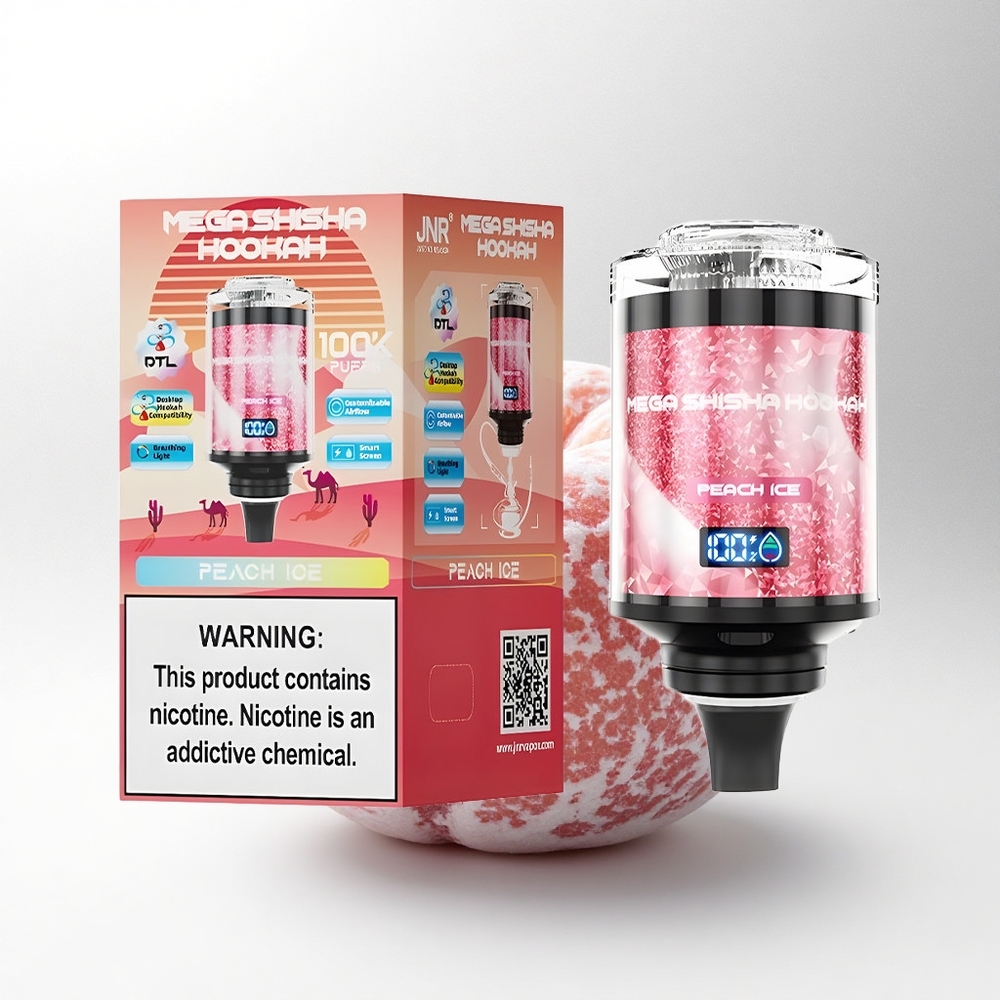 JNR Mega Shisha Hookah 100K Perzik IJs 2200mAh Type-C Luchtstroom