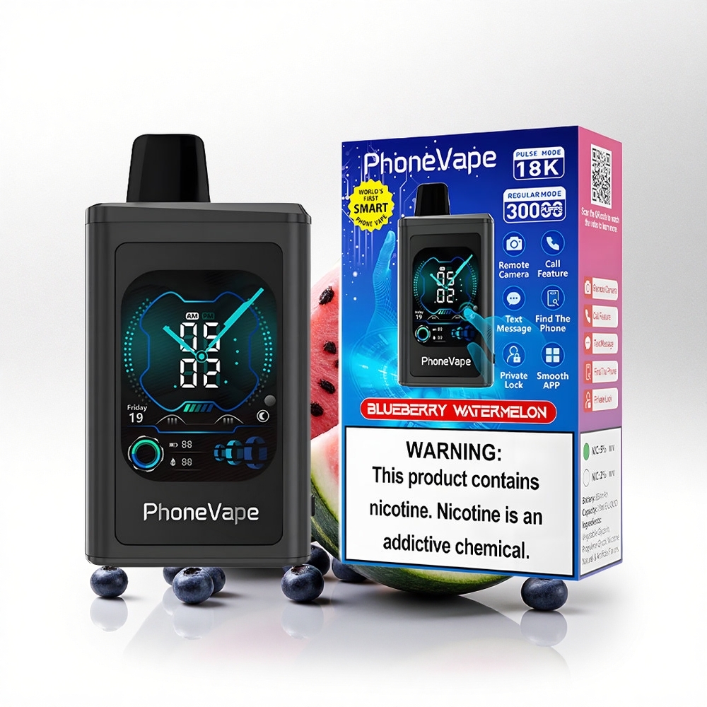 JNR PhoneVape 30000 Blauwe Bes Watermeloen Type-C Oplaadbaar Scherm Vergrendeling