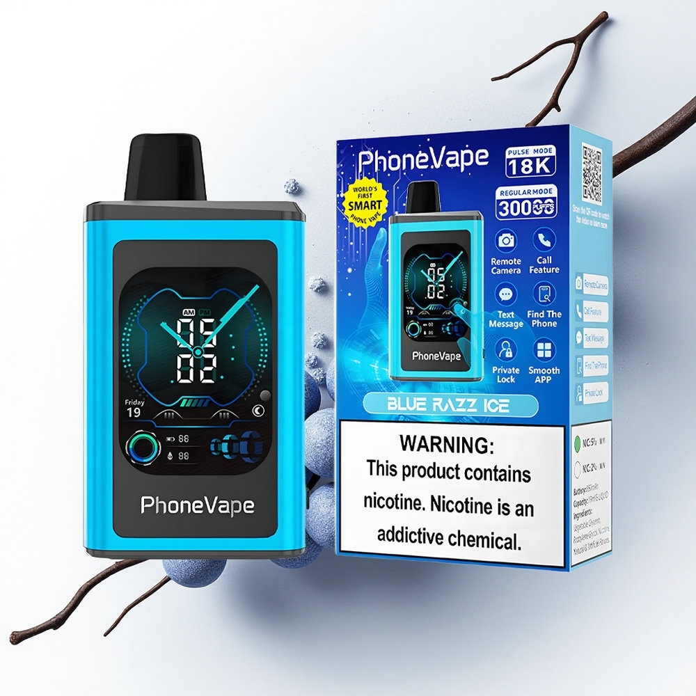 JNR PhoneVape 30000 Blauwe Framboos IJs met Turbo Modus en Instelbare Luchtstroom
