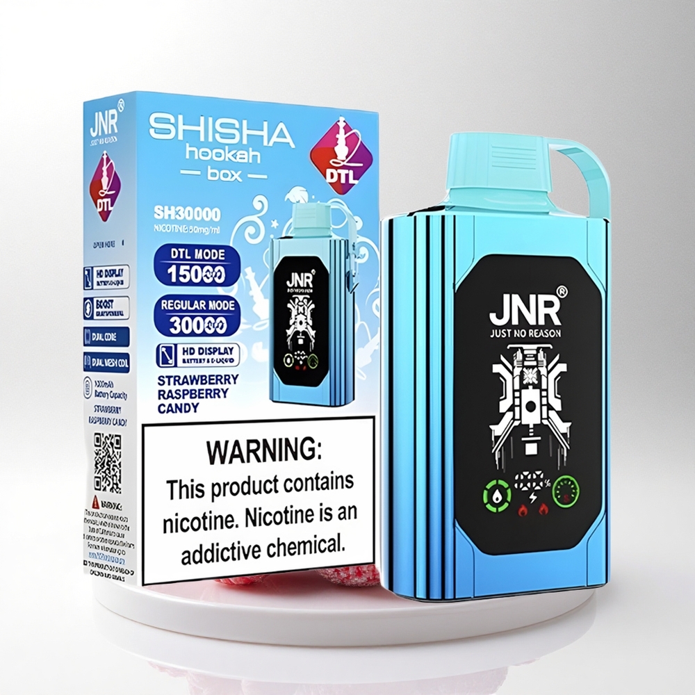 JNR Shisha Hookah Box 20500 Aardbei Framboos Snoep met HD Display en Dual Mesh Coil