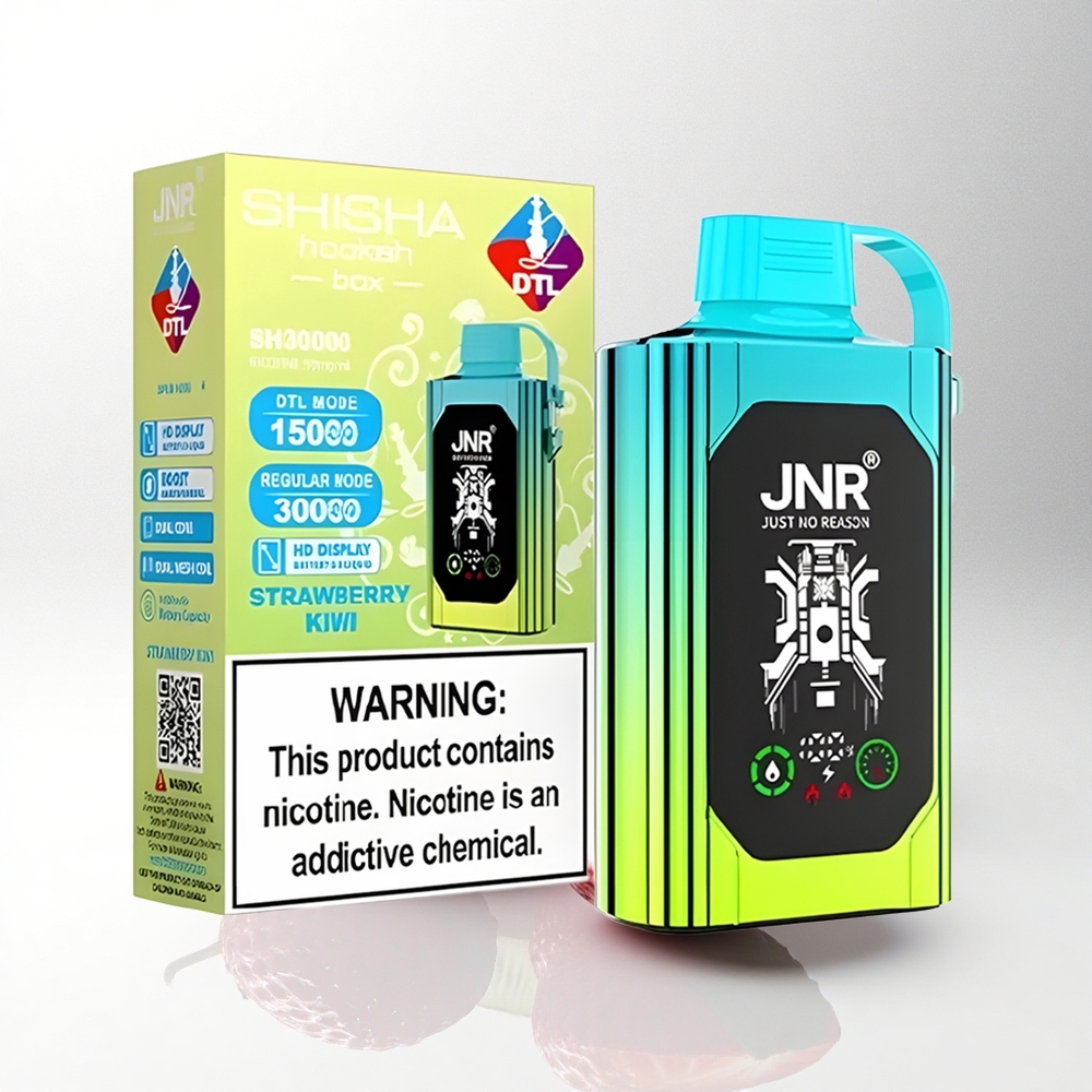 JNR Shisha Hookah Box 20500 Aardbei Kiwi HD Display 25ml Dual Mesh