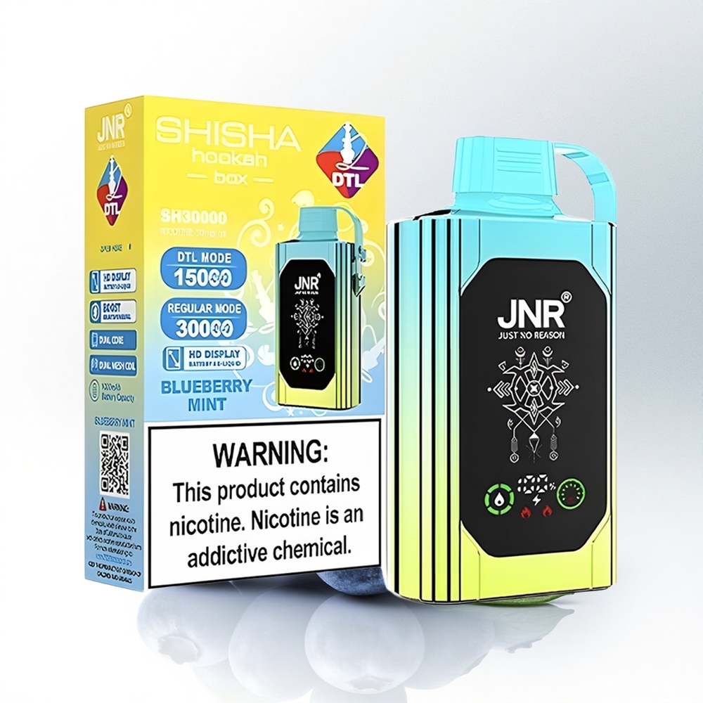 JNR Shisha Hookah Box 20500 Blauwe Bes Munt HD Dual Mesh & Dual Core 25ml