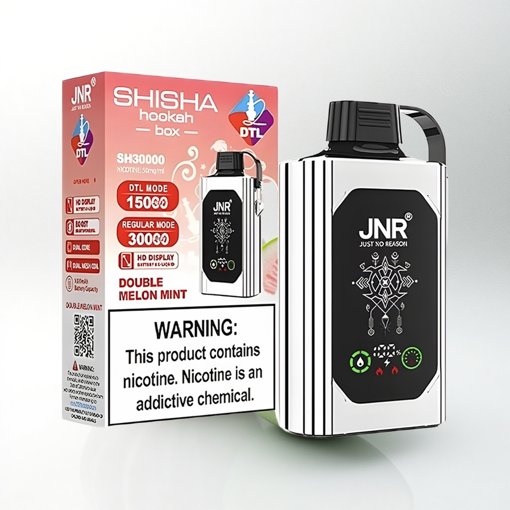 JNR Shisha Hookah Box 20500 Dubbel Meloen Munt met HD Display en Dual Mesh Coil