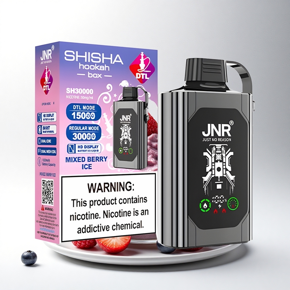 JNR Shisha Hookah Box 20500 Gemengde Bessen IJs met Dual Mesh Coil & Dual Core en Type-C Snelladen
