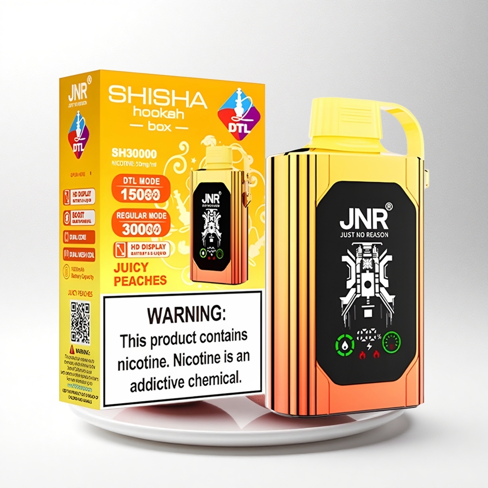 JNR Shisha Hookah Box 20500 Sappige Perziken HD Beeldscherm Dual Mesh Coil Type-C Snelladen