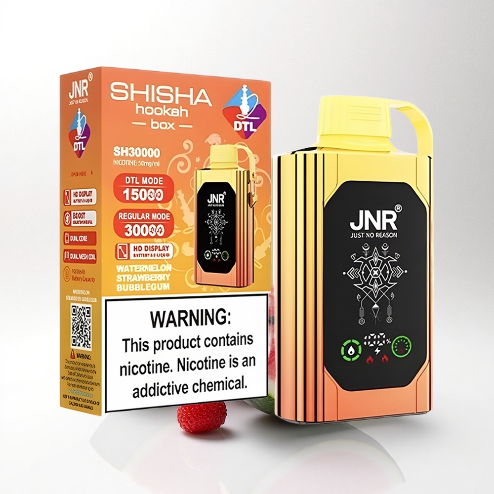 JNR Shisha Hookah Box 20500 Watermeloen Aardbei Bubblegum HD Display Dual Mesh Coil Type-C