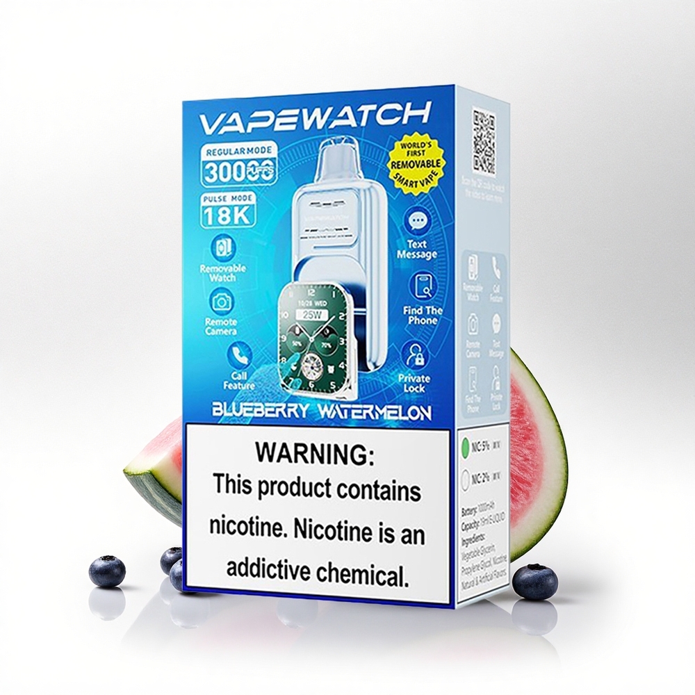 JNR VapeWatch 30000 Blauwe Bes Watermeloen Dual Mesh Coil Type-C